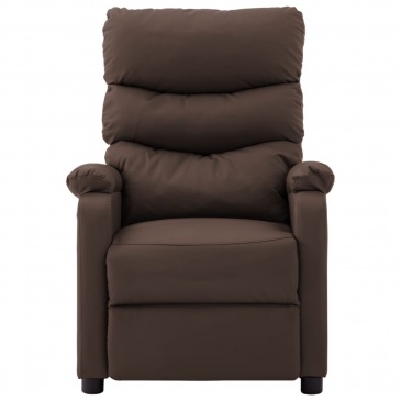 Rozkładany fotel masujący, elektryczny, brązowy, ekoskóra