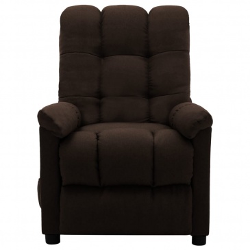 Rozkładany fotel masujący, elektryczny, ciemnobrązowy, tkanina