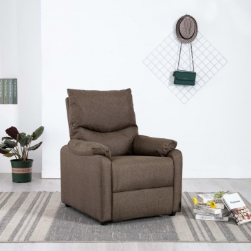 Fotel telewizyjny rozkładany brązowy tapicerowany tkaniną