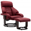 Fotel telewizyjny z podnóżkiem czerwone wino sztuczna skóra rozkładany