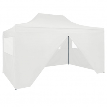 Rozkładany namiot imprezowy z 4 ściankami, 3 x 4,5 m, biały