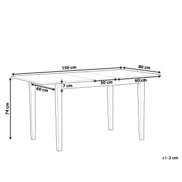 Rozkładany stół do jadalni 120/150 x 80 cm jasne drewno z białym HOUSTON