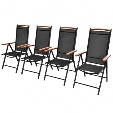 Składane krzesła ogrodowe, 4 szt., aluminium/textilene, czarne