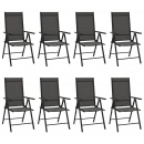 Składane krzesła ogrodowe, 8 szt., tkanina textilene, czarne