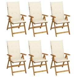 Składane krzesła ogrodowe z poduszkami, 6 szt., drewno akacjowe