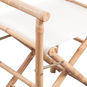 Składane krzesło reżyserskie, bambus i płótno, 2 sztuki