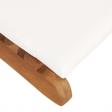 Składany leżak z kremową poduszką, lite drewno tekowe
