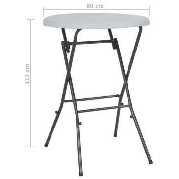 Składany stolik barowy, HDPE, 80 x 110 cm, biały