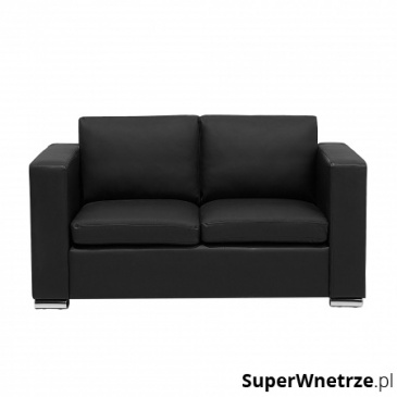 Skórzana sofa dwuosobowa czarna - kanapa - Gabriele