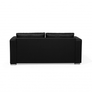 Skórzana sofa trzyosobowa czarna - kanapa - Gabriele
