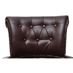 Skórzany fotel biurowy kapitana Chesterfield brązowy