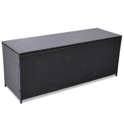 Skrzynia ogrodowa, czarna, 150 x 50 x 60 cm, rattan PE