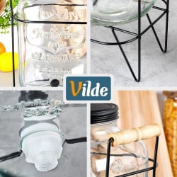 Słój do napojów z kranikiem i stojakiem czarny 8 l