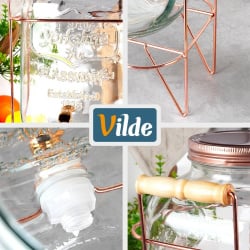 Słój do napojów z kranikiem i stojakiem złoty 8 l