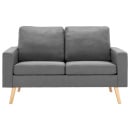 Sofa 2-osobowa, jasnoszara, tapicerowana tkaniną - zdjęcie 3
