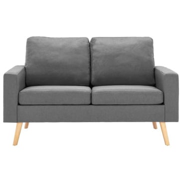 Sofa 2-osobowa, jasnoszara, tapicerowana tkaniną - zdjęcie 3