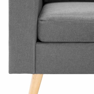 Sofa 2-osobowa, jasnoszara, tapicerowana tkaniną - zdjęcie 6