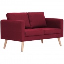 Sofa 2-osobowa tapicerowana tkaniną kolor czerwonego wina