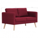 Sofa 2-osobowa tapicerowana tkaniną kolor czerwonego wina