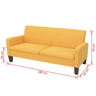 Sofa 2-osobowa, żółta, 180 x 65 x 76 cm