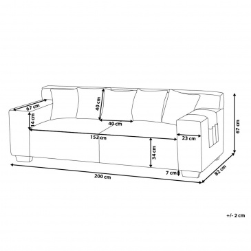 Sofa 3-osobowa sztruksowa ciemnoszara VISKAN