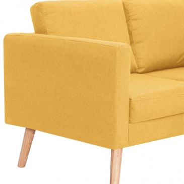 Sofa 3-osobowa tapicerowana tkaniną żółta