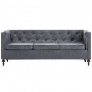 Sofa 3-osobowa w stylu Chesterfield, tkanina, szara