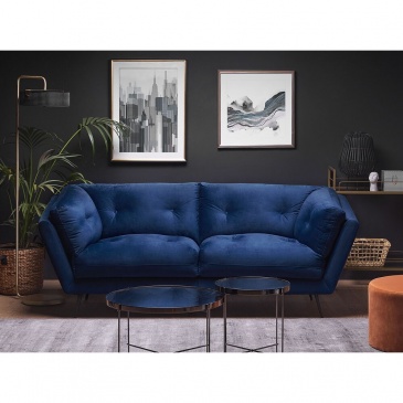 Sofa 3-osobowa welurowa niebieska LENVIK