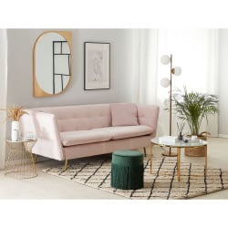 Sofa 3-osobowa welurowa różowa FREDERICA Sofa 3-osobowa welurowa różowa FREDERICA