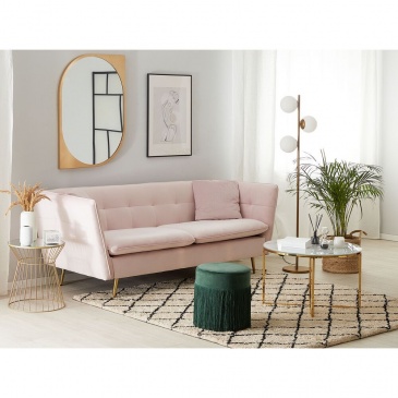 Sofa 3-osobowa welurowa różowa FREDERICA
