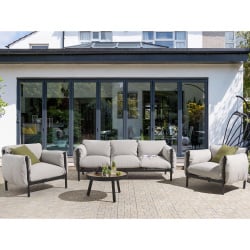 Sofa 3-osobowa z fotelami esperia metal szary