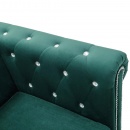 Sofa Chesterfield, 2-os., obita aksamitem, 146x75x72cm, zielona