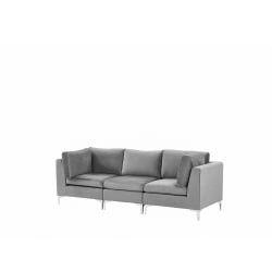 Sofa modułowa 3-osobowa welurowa szara EVJA