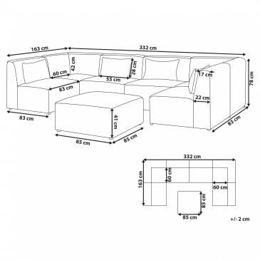 Sofa modułowa 6-osobowa z otomaną sztruksowa różowa LEMVIG
