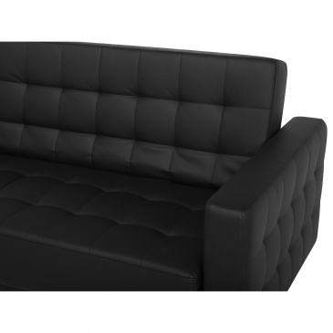 Sofa modułowa rozkładana skóra ekologiczna czarna prawostronna ABERDEEN
