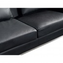 Sofa narożna P - skórzana - czarna - sofa z pufą - kanapa Bonaventura