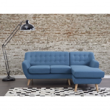 Sofa niebieska - kanapa - tapicerowana - naroznik - Taciturno