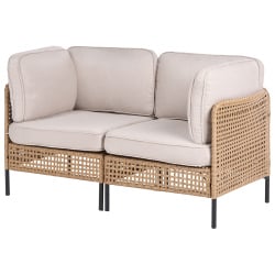 Sofa ogrodowa dla 2 osób OMEGANA Technorattan Jasnobeżowy