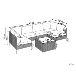 Sofa ogrodowa w kształcie U dla 6 osób OMEGANA Modułowy Technorattan Jasnobeżowy