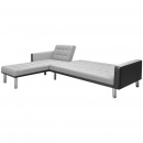 Sofa rogowa z tkaniny, 218x155x69 cm szaro-czarna