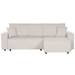 Sofa rozkładana abacka złamana biel sztruks lewostronny