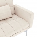 Sofa rozkładana, kremowa, tapicerowana tkaniną