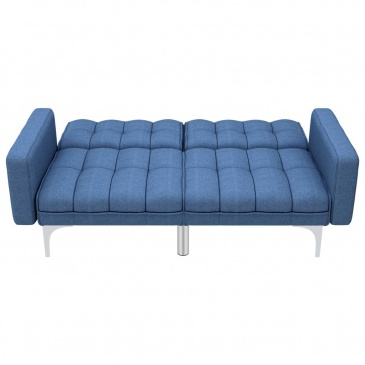 Sofa rozkładana, niebieska, tapicerowana tkaniną