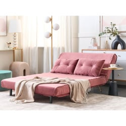 Sofa rozkładana vestfold welur różowy dla 2 osób