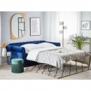 Sofa rozkładana welurowa niebieska CHESTERFIELD