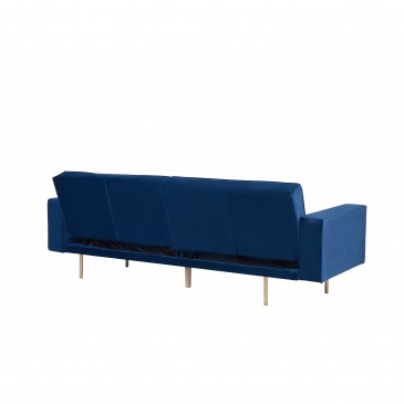 Sofa rozkładana welurowa niebieska VISNES