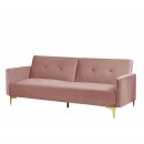 Sofa rozkładana welurowa różowa LUCAN