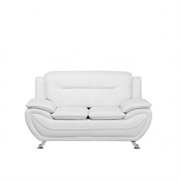 Sofa skóra ekologiczna dwuosobowa biała LEIRA BLmeble