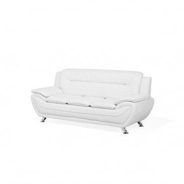 Sofa skóra ekologiczna trzyosobowa biała LEIRA BLmeble