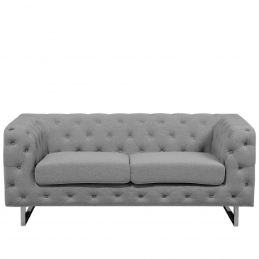 Sofa tapicerowana dwuosobowa jasnoszara Rosai